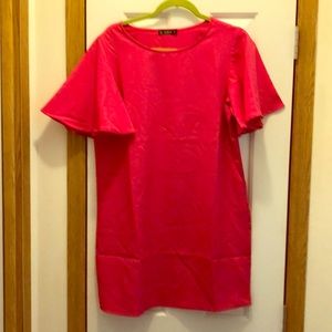 SHEIN bell sleeve pink dress